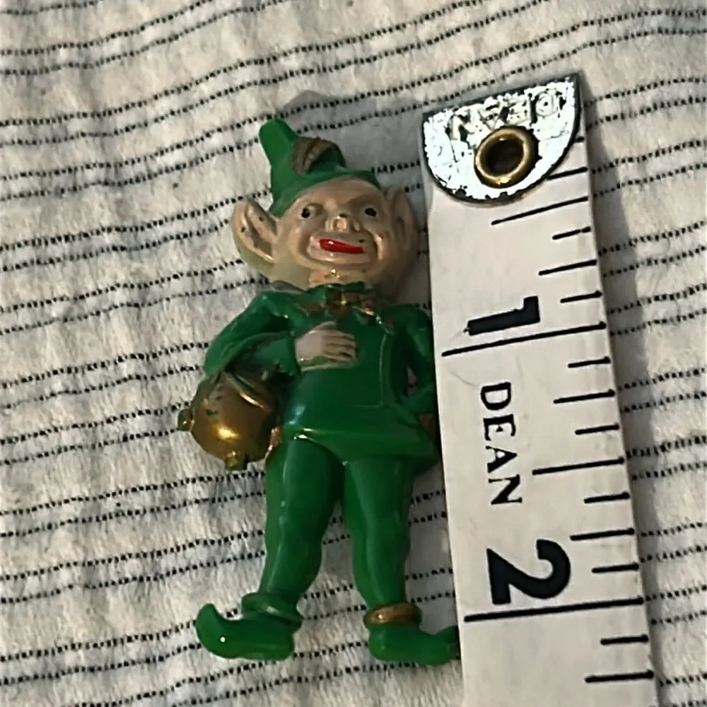 Vintage Green and Gold Leprechaun Brooch